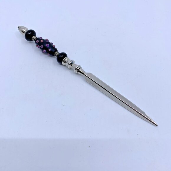 Other - Antique Victorian Glass Bead Letter Opener 7” Screw Together Faceted Blade